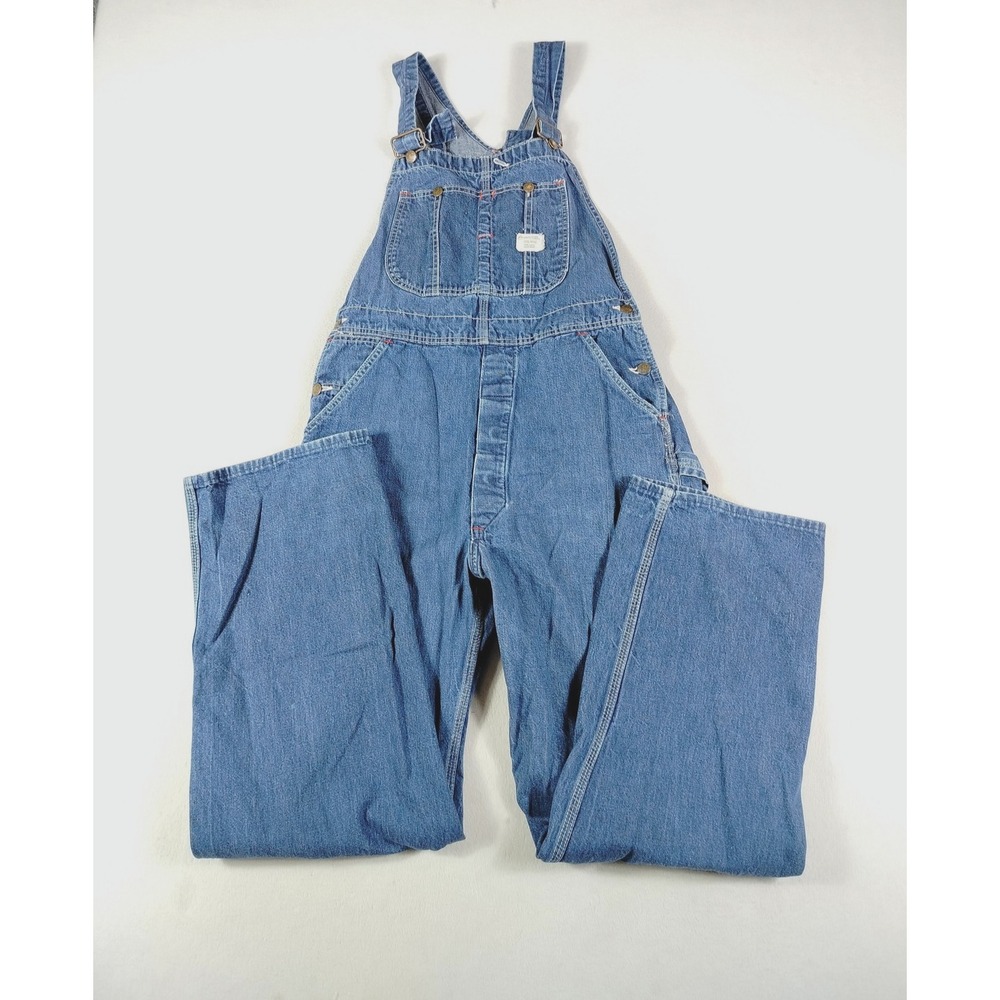 Vintage Big Mac Bib‎ Overalls Mens Large Blue Denim Square Bak Workwear 70s